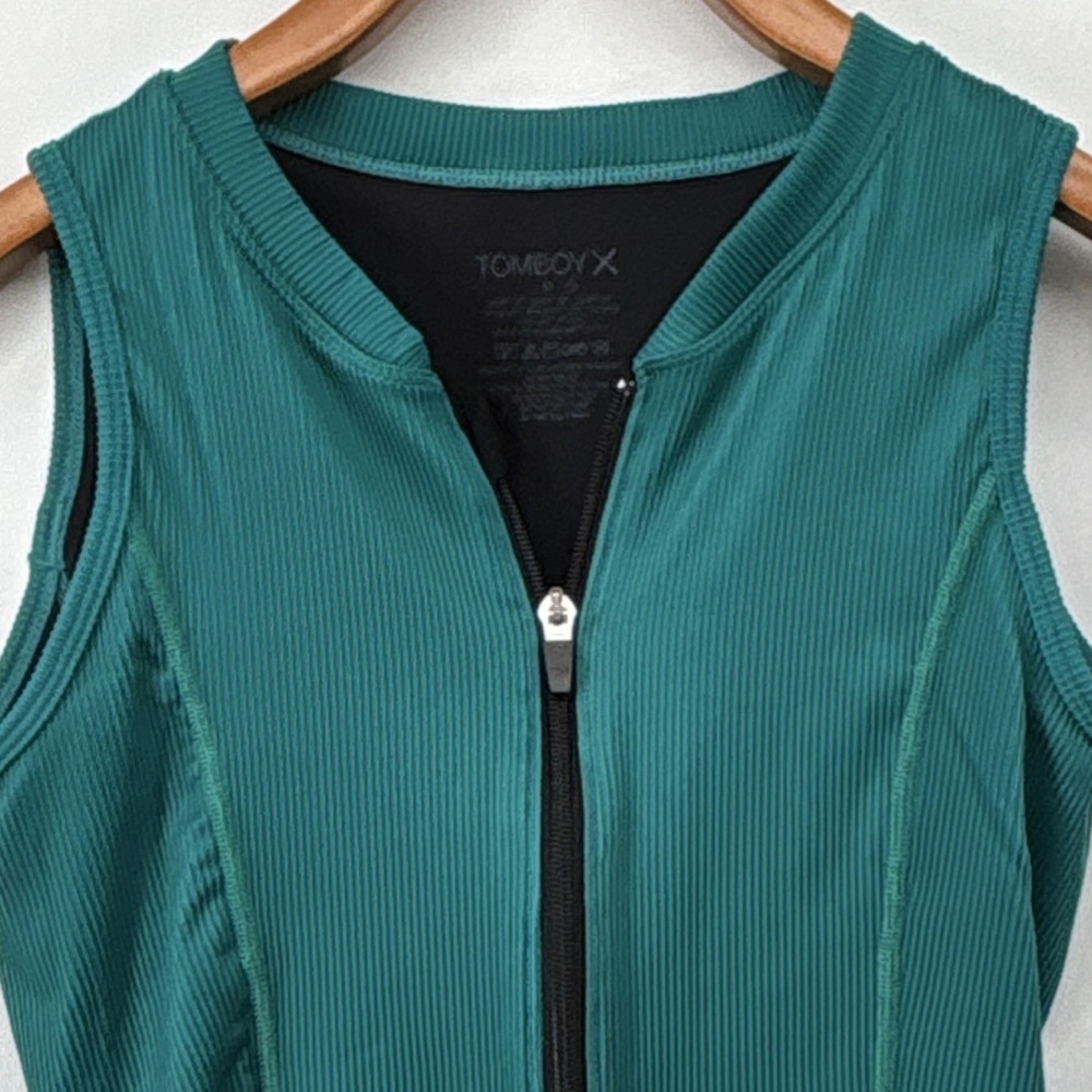 TomboyX Zip Front Gender Neutral Inclusive Bathing Suit Green One Piece RM141013 - Picture 3 of 4